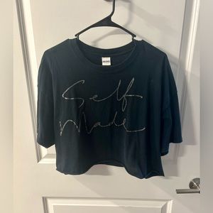 Cropped Graphic T-Shirt - ‘Self Made’ - Black XL